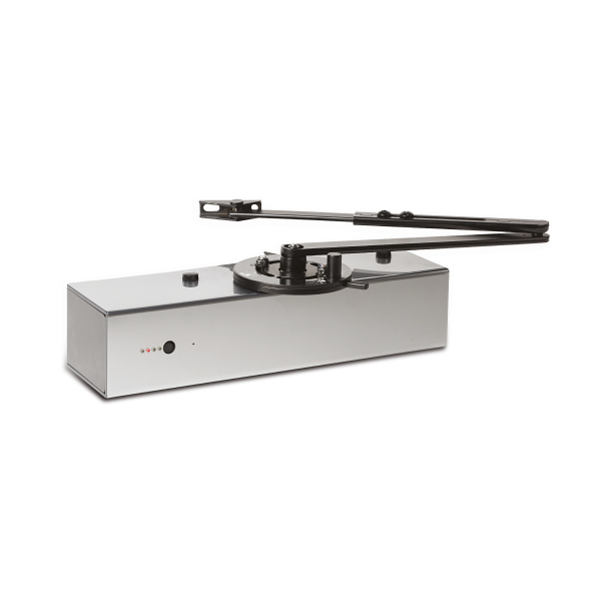 An image of our silver Freedor SmartSound/Freedor Pro free-swing door closer