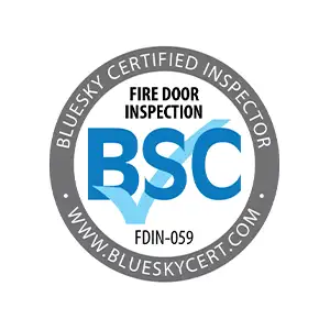 Image of Bluesky certification for fire door inspection
