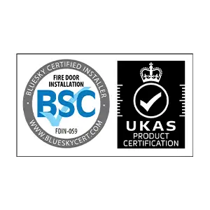 Image of Bluesky certification for fire door inspection