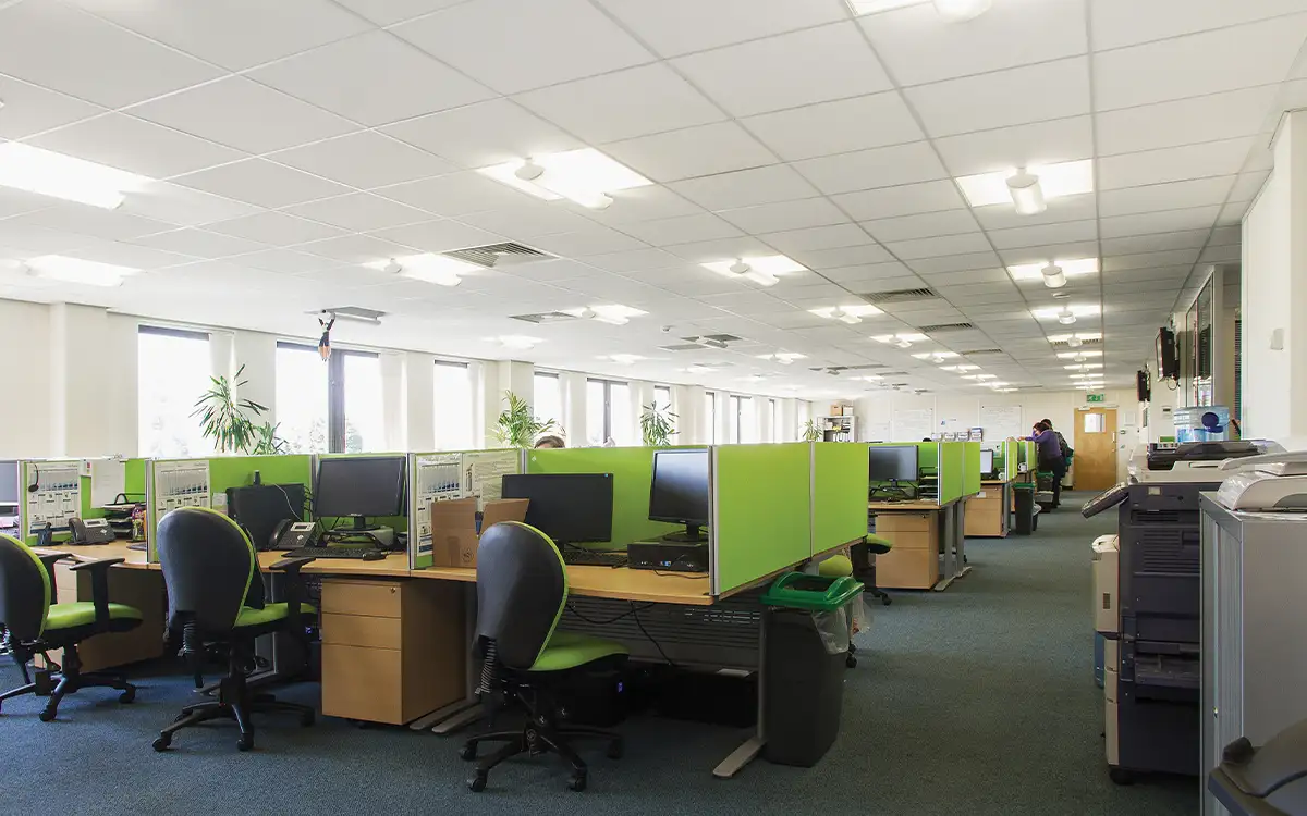 Open plan office space with desks in the Southpoint offices